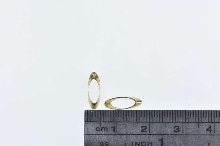 14K Yellow Gold Oval Geometric Slice Vintage Stud Earrings