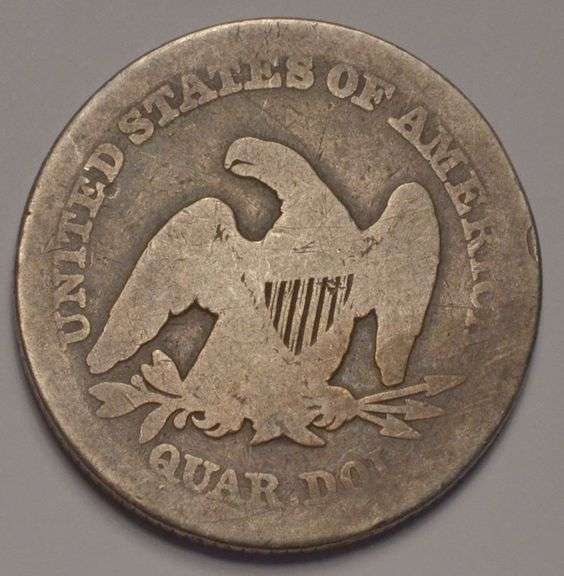 1854 Arrows Seated Liberty Quarter, Circulated.