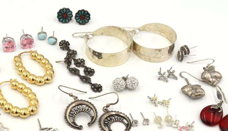 Group lot of vintage 925 sterling silver earrings