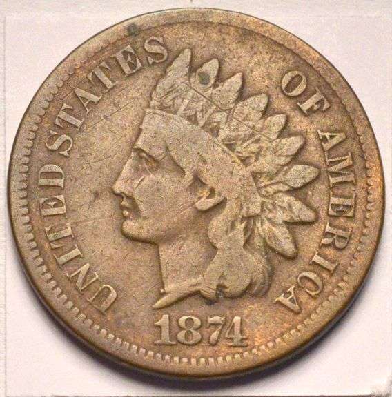 1874 Indian Head Cent, Circulated.
