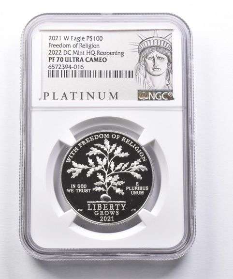 PF70 2021-W $100 American Platinum Eagle 2022 DC Mint HQ Reopening NGC