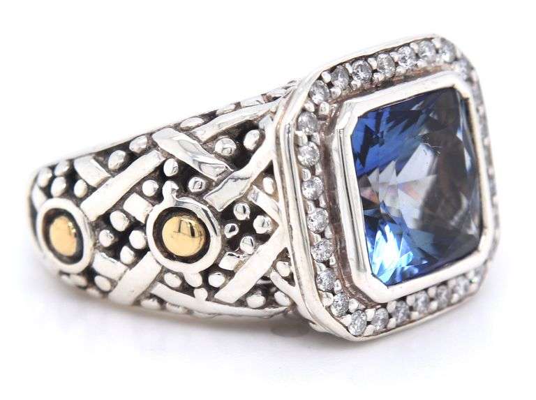 John Hardy Batu Sari blue topaz and diamond cocktail ring