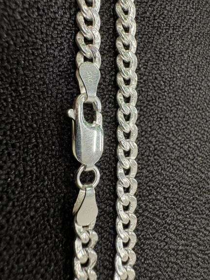 Men's 4.6mm Solid .925 Sterling Silver Hammered Curb Chain Link Italy Necklace 24"
