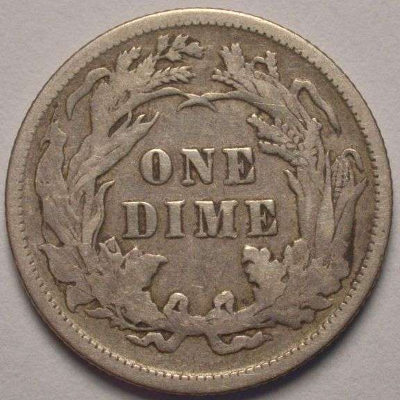 1891 Seated Liberty Dime, Circulated.