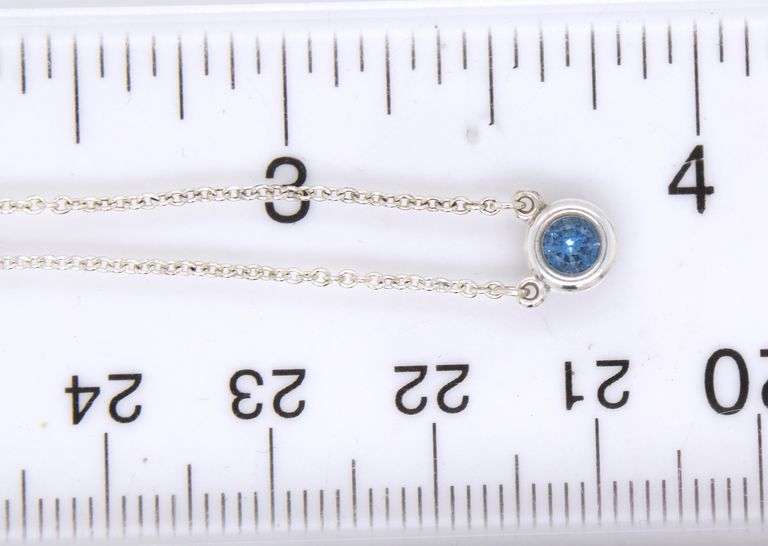 Tiffany & Co Elsa Peretti Aquamarine pendant on chain necklace