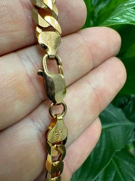 22k Rose Gold Plated Men's 7.5mm Solid .925 Sterling Silver Flat Curb Chain Link Italy Bracelet 7" i