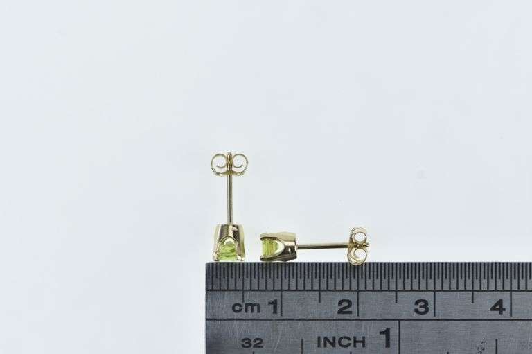 14K Yellow Gold Round Peridot Solitaire Vintage Earrings