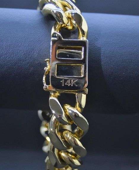 Strong 130 Gram 14 Kt Gold Plated Curb Link Bracelet