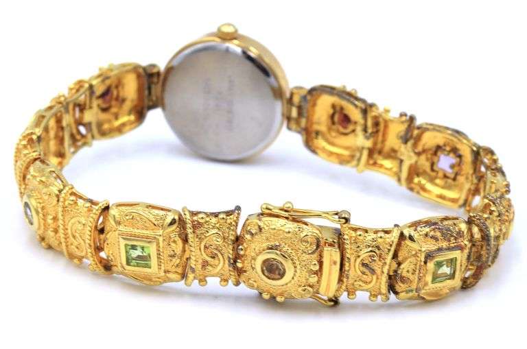 Group lot of 925 sterling silver over gold plated bracelets and watch