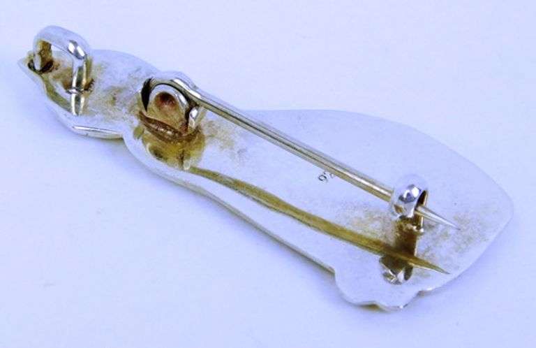 Vintage Stylized Sterling Cat Pin/Pendant