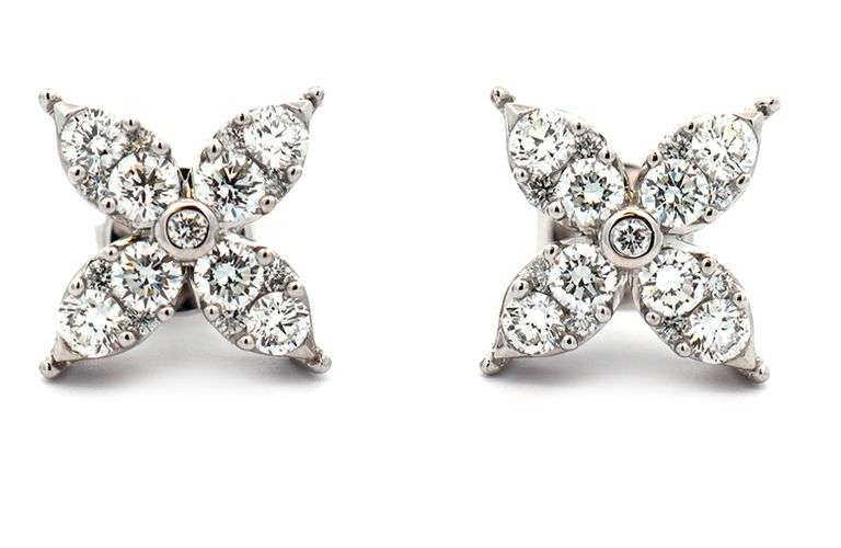 1.00ctw Round Diamond Cluster Flower Stud Earrings in 14K