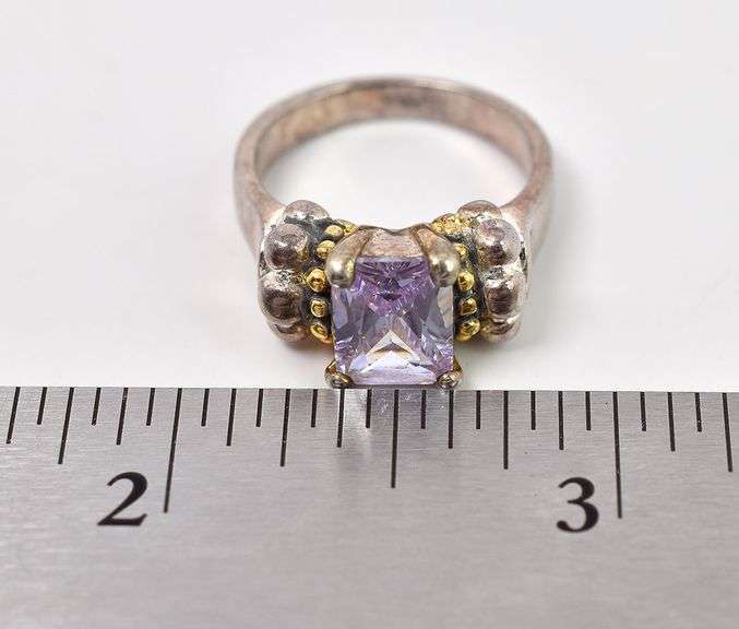 Purple CZ Gemstone Ring in Sterling Silver