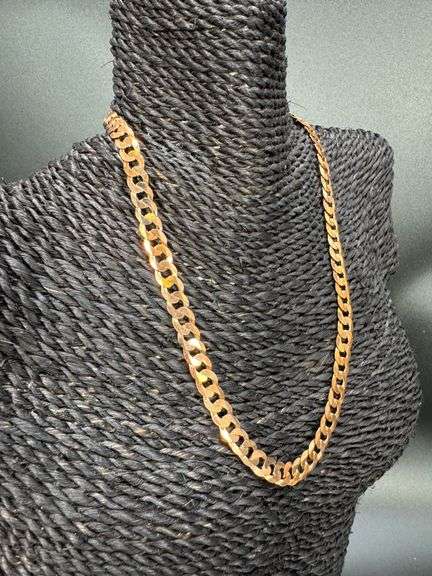 22k Rose Gold Plated Men's 7.5mm Solid .925 Sterling Silver Flat Curb Chain Link Italy Necklace 18"