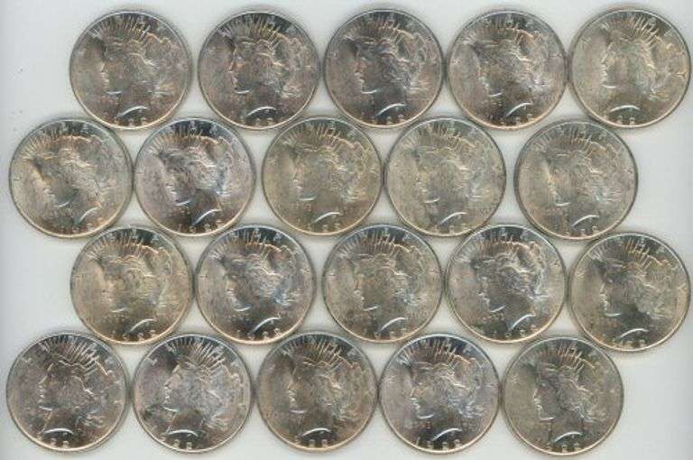 FRESH CHOICE BU ROLL OF TWENTY (20) 1922 PEACE SILVER DOLLARS