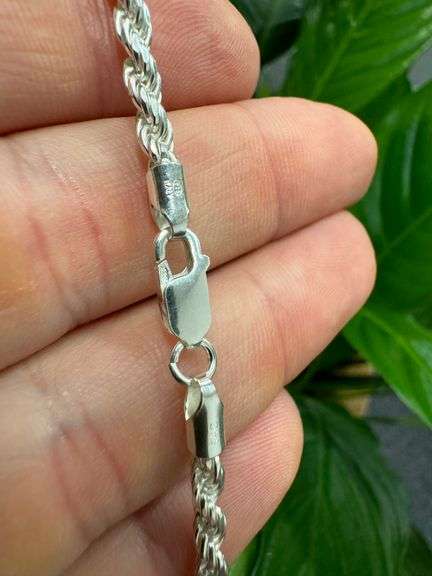 Sterling Silver Diamond-Cut Rope Chain 3.3mm Solid 925 Italy New Bracelet 7"