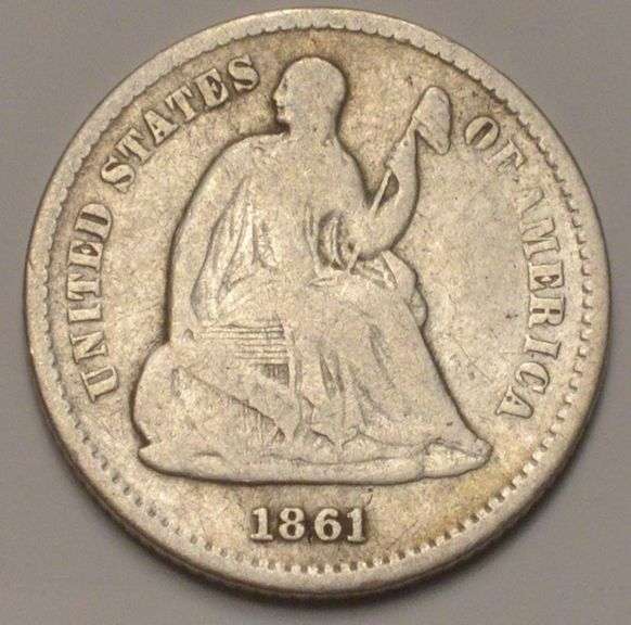 1861 Seated Liberty Half Dime, Circulated.