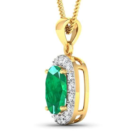 Elegant Emerald & Diamond Yellow Gold Pendant