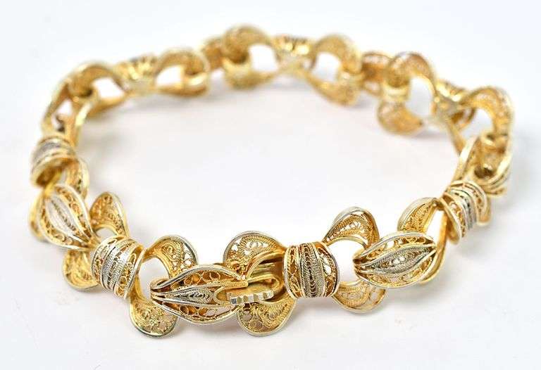 Vermeil Fancy Link Bracelet in Sterling Silver