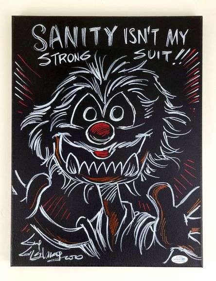 Guy Gilchrist Hand Drawn Autographed Animal Muppets Art Canvas ACOA