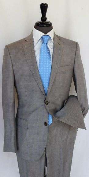 Phenomenal Slim Fit Window Pane Suit, Made In Italy