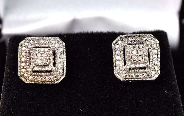 Diamond Earrings in Sterling Silver