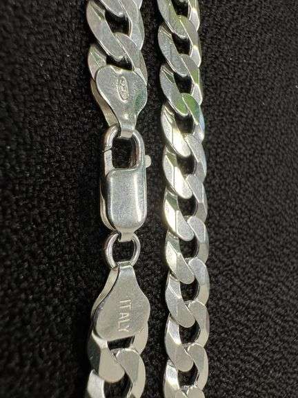 Men's 7.9mm Solid .925 Sterling Silver Flat Curb Chain Link Italy Bracelet 9" inch
