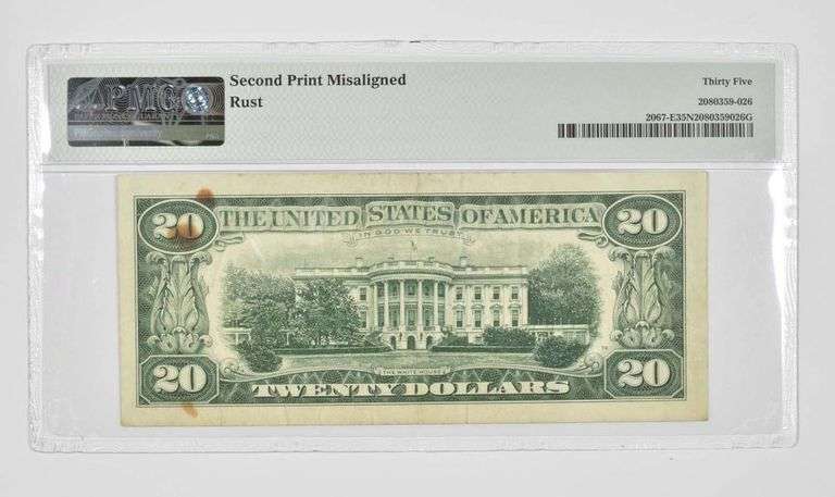 $20 1969 Richmond VA FRN PMG 35 NET Choice VF Fr# 2067-E Misalignment Err