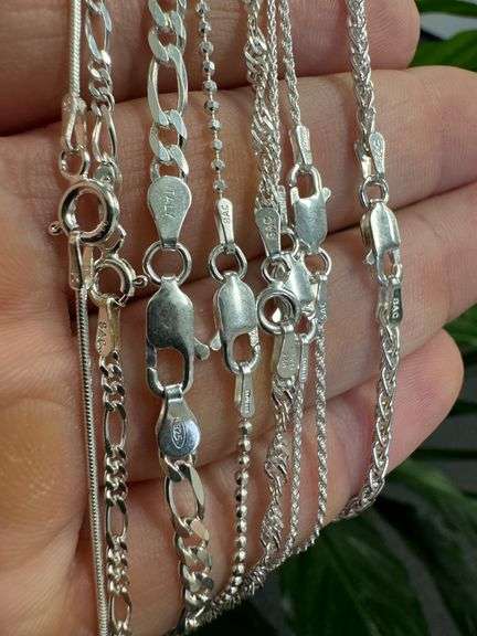 Italian 925 Sterling Silver 8 Piece Layered Chain Set 30",28",24",20",20",18",18",16"