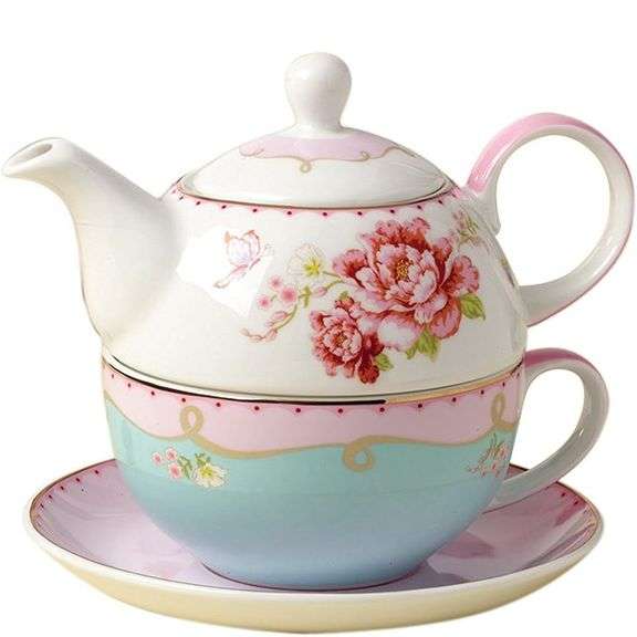 Handmade Pink Rose Fine Bone China Tea for One Set