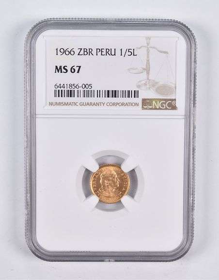 MS67 1966 ZBR Peru 1/5 Lire NGC