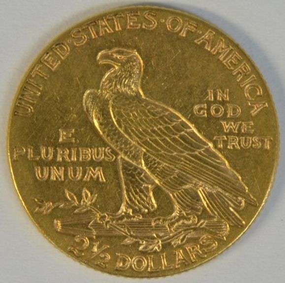 Bright-looking 1912 US $2.50 Indian Gold Piece. Nice