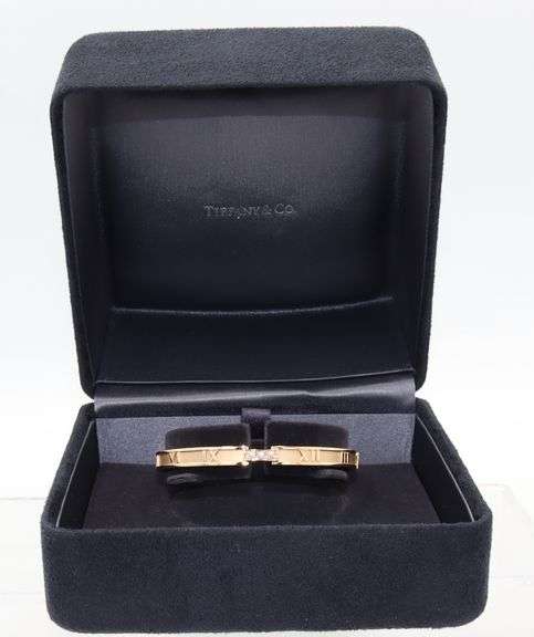 Tiffany & Co. 0.13ctw Diamond Atlas Bangle Bracelet in 18K W/Box