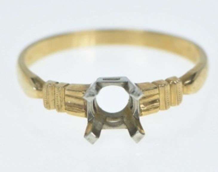 14K Yellow Gold NOS Vintage 4.5mm Engagement Setting Ring