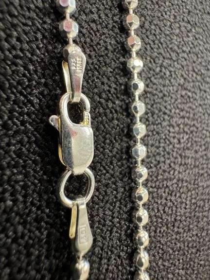 .925 Italian Sterling Silver 2.3mm Diamond Cut Bead Chain Bracelet/Anklet in 9 Inches