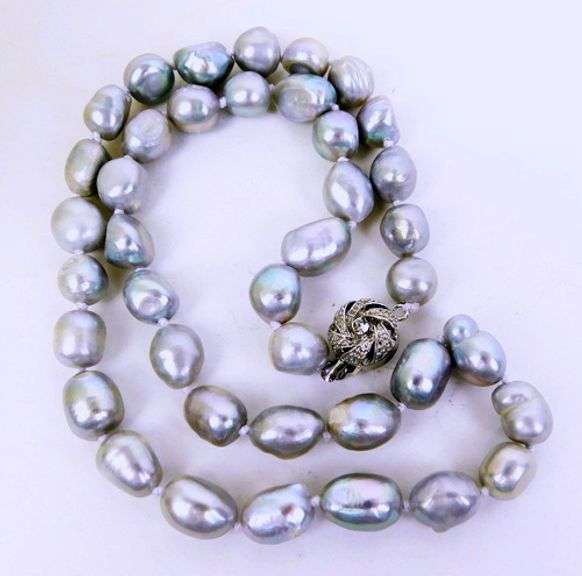 Silver Gray Baroque Pearl Necklace