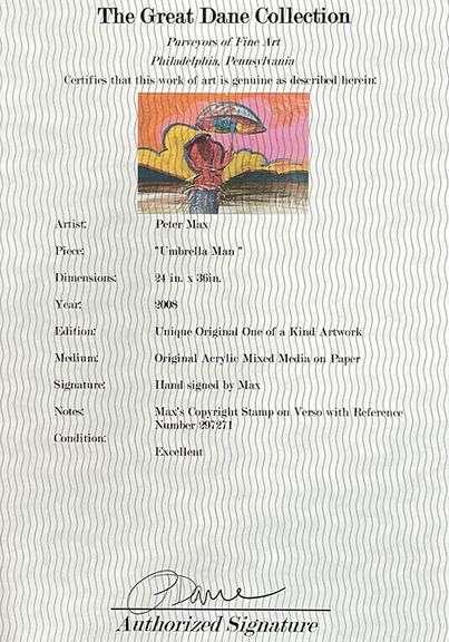 Highly Collectible 'One-of-a-Kind' Original Peter Max