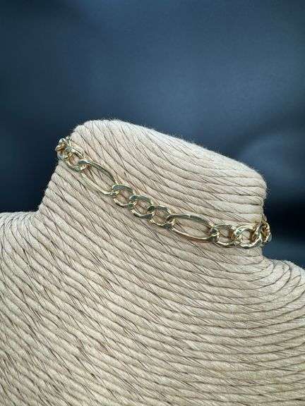10k Yellow Gold Hollow Figaro Link Chain 7mm Bracelet 8"
