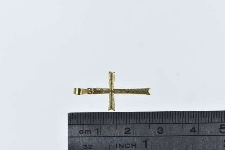 14K Yellow Gold Cross Christian Faith Symbol Dangle Charm/Pendant