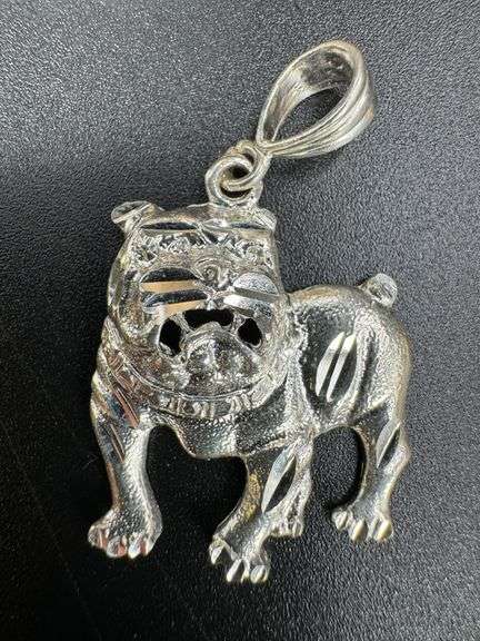 Sterling Silver English Bulldog Pendant 925