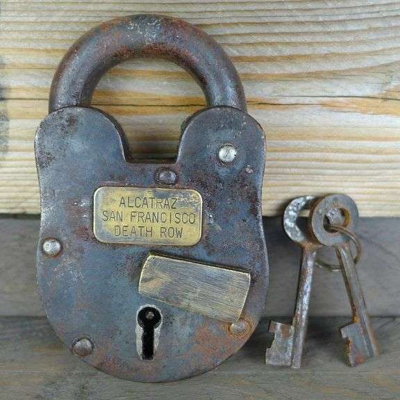 Vintage Alcatraz Padlock Cast Iron Prison Lock with Keys