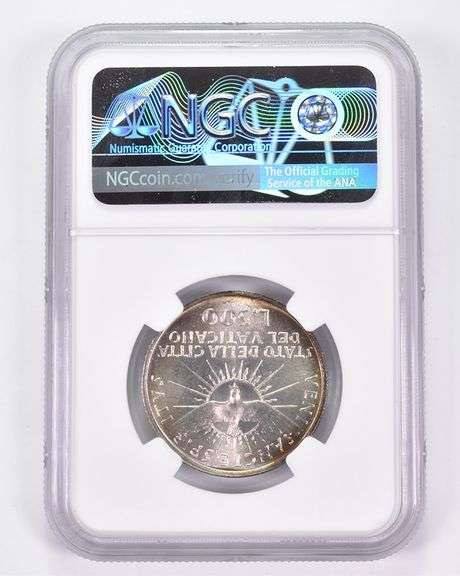 MS66 1963 Vatican 500 Lire Silver Sede Vacante NGC Toned!