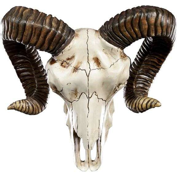 Gothic Hand-Painted Ram Skull Wall Trophy