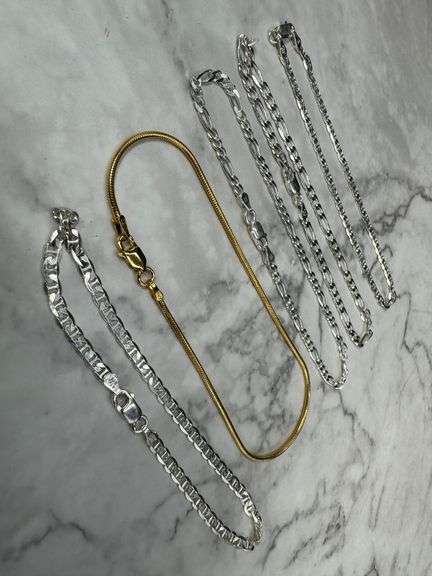 Sterling Silver 925 9" Bracelets/Anklets Lot of 5