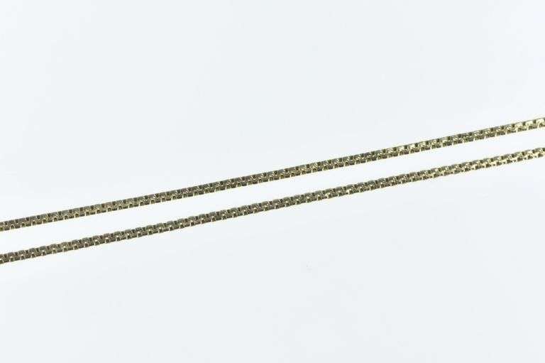 14K Yellow Gold 1.3mm Pressed Square Flat Box Chain Necklace
