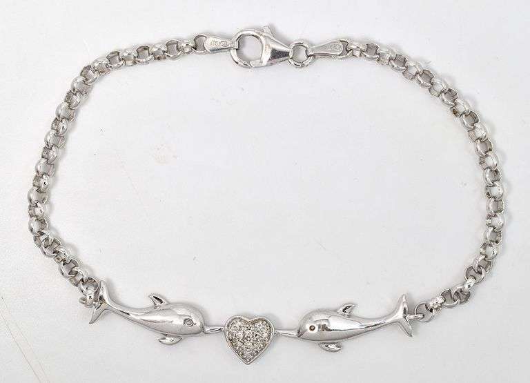 CZ Dolphin Bracelet in Sterling Silver