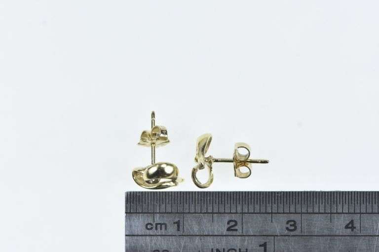 14K Yellow Gold Heart Loop Love Symbol Vintage Stud Earrings