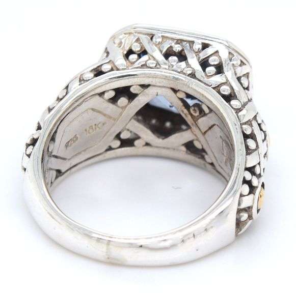 John Hardy Batu Sari blue topaz and diamond cocktail ring