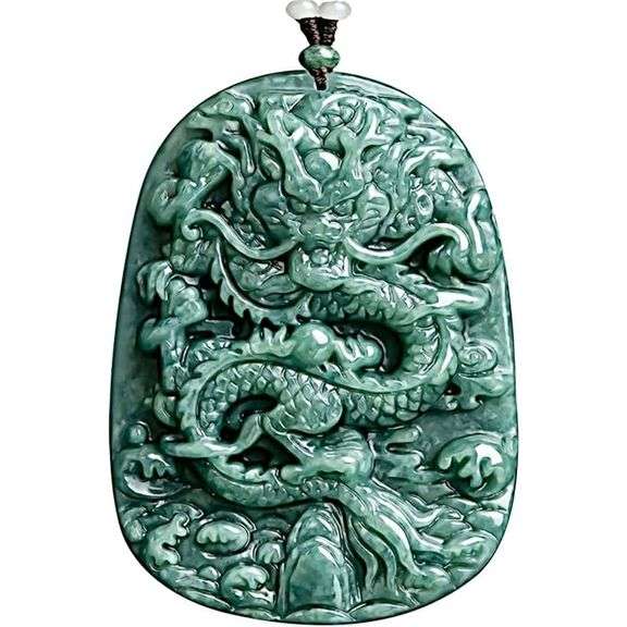 Certified Burmese Jade Dragon Pendant Necklace Grade A Untreated