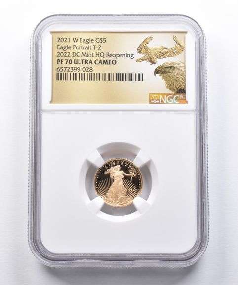 PF70 2021-W $5 American Gold Eagle T-2 2022 DC Mint HQ NGC