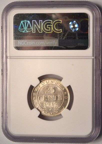 1919-C Newfoundland 25 Cents NGC AU58